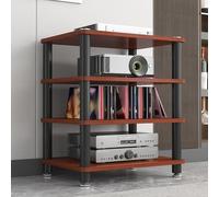 Support de lecteur de disque HiFi - 4 niveaux d'angle AV Media Rack pour salon et bureau - Armoire stéréo antidérapante pour le stockage audio et vidéo à la maison, affichage élégant de salon de thé