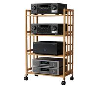 Support de lecteur de disque HiFi à 4 niveaux pour composants audio, armoire stéréo d'angle design ouvert pour vinyle et accessoires (123 cm de large x 60 cm)