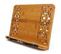 Support de lecture en bambou - Hengsheng lecture repose livre de cuisine Cook support/tablette PC Textbook/musique Document support avec rétro creux élégant Motif