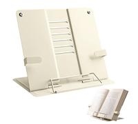 Support de Lecture Métal Réglable, Porte-Livre Chevalet Pliable, Lutrin de Lecture Multifonctionnel, Support de Livre de Cuisine, Tenirs Livres pour Tablette, Recette, Manuel, Partitions (Beige)