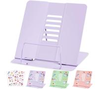 Support de Lecture, Porte-Livre Chevalet en Métal, Portable réglable Support Livre en métal, pour Livres Recette Manuel Portable Porte-Copie Chevalet Pupitre Stand, Violet