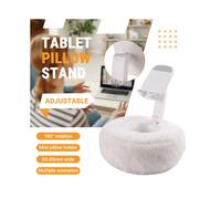 Support de Lecture Réglable pour Pillow Stand avec Bol en Peluche 360 Support de Téléphone pour Lit Blanc