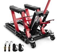 Support de Levage pour Moto Hydraulique 680 Kg Capacité, Cric en Acier Réglable en Hauteur avec Roues Et Poignée, Cric Hydraulique pour Moto, Treuil Robuste