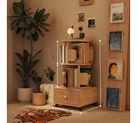 Support de livre avec rangement supérieur et tiroir - Étagère de rangement pour la maison avec serre-livres latéral rotatif - Verrouillable - Roue rotative à 360° - Plusieurs tailles pour un affichage