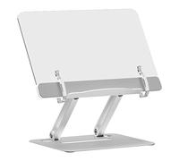 Support de livre de lecture, support de livre argenté pliable et réglable multifonctionnel, support de livre multi-hauteur pour manuel de recettes, magazine, ordinateur portable,