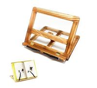 Support de Livre en Bois. Porte-Livre avec 2 Supports de Page en Métal. Support pliable et réglable pour Ipad/Tablette/Livres de Cuisine/Support de Document de Bureau