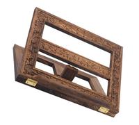 Support de Livre en Bois Sculpté, Réglable et Pliable pour Lecture | Finition Marron, Détails Sculptés et Lisses, pour Livres de Prière et Cantiques, Sanctuaires