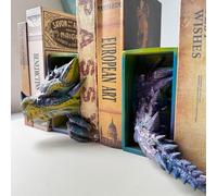 Support de livre en forme de dragon - Statue d'animal - Support de livre pour la maison, le bureau, la bibliothèque - Joli support décoratif - Décoration de bureau (violet rêveur)
