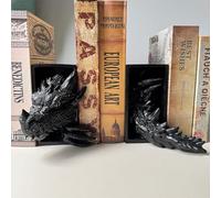 Support de livre en forme de dragon - Statue d'animal - Support de livre pour la maison, le bureau, la bibliothèque - Joli support décoratif - Décoration de bureau (foncé)