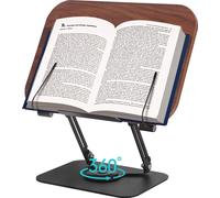 Support de livre pour la lecture, design ergonomique, rotation réglable à 360°, portable et pliable, brun
