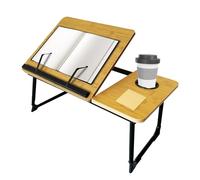 Support de livre pour lire au lit, support de livre en bambou pour lire les mains libres, accessoires de lecture portable avec plusieurs angles réglables, convient pour livre, manuel scolaire,