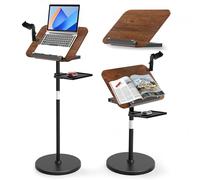 Support de livre réglable 2 en 1 pour la lecture, double usage pour bureau et sol, pupitre avec plateau et pinces élastiques pour partitions, recettes, tablette, hauteur réglable de 23,5 à 52 pouces