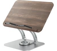 Support De Livre Réglable Avec Base Rotative À 360° - Support Pour Livre De Recettes Avec Pinces Latérales Élastiques Pour Partitions Musicales, Recettes - Argenté