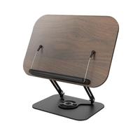 Support de livre rotatif à 360° avec clip rouleau, étagère lecture en bois réglable hauteur, support double bras for éviter l'affaissement