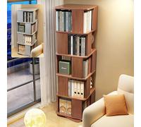 Support de livre rotatif à 360° avec étagères multicouches en bois massif pour rangement à la maison, vitrine peu encombrante, étagère d'angle grise élégante (160 cm)