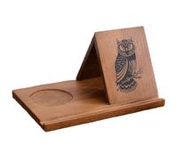 Support de livre triangulaire en bois, petite bibliothèque avec porte-boisson, mini repose-livre hibou, étagère de recettes multifonctionnelle, organisateur de serre-livres de bureau