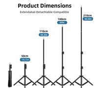 Support de lumière robuste en alliage métallique, trépied de 160cm pour boîte à lumière de Studio Photo, réflecteur de Flash vidéo, support de fond d'éclairage, RP01-B 50cm(19.6in)