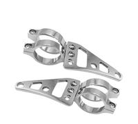 Support de Lumière Travail Lot de 2 supports de phares universels pour moto, fourche, oreille, Chopper, phare 39-41 mm, adaptés aux Harley Bobber Racer Support Phare(Silver)