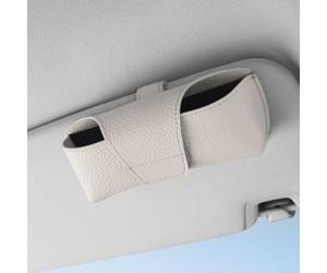 Support de lunettes de soleil de voiture à clip pour pare-soleil, boîte de rangement en cuir synthétique pour une fermeture sécurisée, organiseur intérieur pour véhicules - Rouge (gris)
