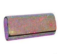 Support de lunettes de soleil de voiture avec finition cristal et cadre en cuir conçu pour un montage sécurisé de la visière sans outils ni adhésifs (E)