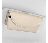Support de lunettes de soleil en cuir synthétique pour visière automobile avec angle de clip ergonomique et synchronisation magnétique précise (beige)