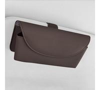 Support de lunettes de soleil en cuir synthétique pour visière automobile avec angle de clip ergonomique et synchronisation magnétique précise (marron)