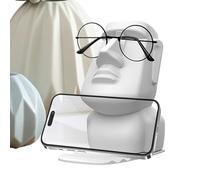 Support de lunettes Head - Support de statue de l'île de Pâques de 14 cm, sculpture moderne en résine, organisateur de lunettes élégant, affichage décoratif | Porte-lunettes créatif pour biblioth