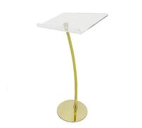 Support de lutrin incurvé doré portable - Podium léger en acrylique pour salle de classe, église, concert et présentations de discours - Robuste, facile à transporter, design élégant