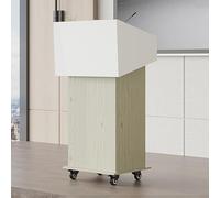 Support de lutrin portable réglable sur roues, podium de sol de 116,8 cm pour salle de classe, église, discours, assemblage facile, design stable, finition bois naturel