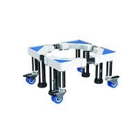 Support de machine à laver, chariot de séchage mobile multifonctionnel, robuste, largeur 48-66 cm, longueur 40-74 cm, plateaux de sol renforcés pour réfrigérateur/congélateur, 4 roues + 4/8 pieds (4 p