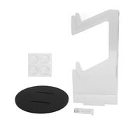 Support de manette de jeu Outdoorm en acrylique, stable et peu encombrant, idéal pour un bureau ou comme cadeau. (Fond arrondi transparent et noir)