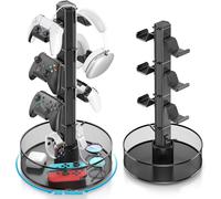 Support de Manette de Jeu Rotatif Avec Panier pour Bureau, Support Universel pour Casque et Manette pour Accessoires PS5/PS4/Xbox/Switch/PC, Organisateur pour Casque et Câbles, Noir