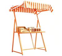 Support de marché en fer avec auvent, présentoir alimentaire de type Z pour marchés, aliments de rue et événements, chariot portable de vendeur de 119,4 x 76,2 x 185,4 cm, parfait pour une utilisation