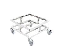 Support de marmite robuste en acier inoxydable, support carré pour plantes avec roulettes, chariot de transport polyvalent pour déplacer des barils de stockage et des sea(Silver-60.5x60.5x28 cm)