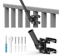 Support de mât de drapeau sans perçage pour balustrade de balcon - Support parfait pour porche et clôture - Convient aux garde-corps ronds et carrés avec patchs en silicone antidérapants - pour mât de