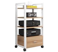 Support de média AV roulant à 3/4/5 niveaux avec tiroir HiFi Audio Vidéo Rack pour TV, DVD, lecteur CD, home cinéma et bureau, étagère de rangement pour haut-parleur et support d'amplificateur