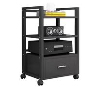Support de média AV roulant à 3/4/5 niveaux avec tiroir HiFi Audio Vidéo Rack pour TV, lecteur CD/DVD, home cinéma et bureau stéréo de stockage de composants stéréo étagère et support d'amplificateur