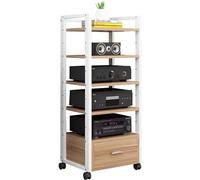 Support de média AV roulant à 3/4/5 niveaux avec tiroir HiFi Audio Vidéo Rack pour TV, lecteur CD et composants - Étagère de haut-parleur de cinéma maison DVD et lecteur de disque Support