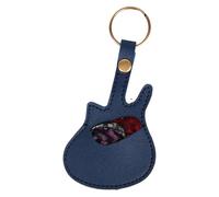 Support de médiator de guitare - Boîte de rangement pour médiators | Porte-clés | Porte-médiators en cuir synthétique | Sac porte-clés | Étui pour médiators | Organisateur de médiator portable L, bleu