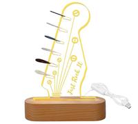 Support de médiator de guitare lumineux en acrylique en forme poupée, affichage et rangement avec base en bois, accessoires guitare alimentés par USB pour joueurs