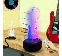 Support de médiator de guitare lumineux en acrylique moulé USB 16 couleurs Vitrine avec télécommande Accessoires de guitare Décoration de salle de musique Cadeaux pour les amateurs de guitare