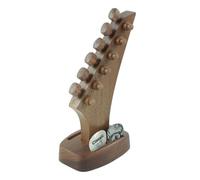 Support de médiator en bois avec motif gravé et 4 emplacements pour médiators pour l'organisation de bureau