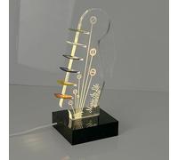 Support de médiator lumineux en acrylique pour médiator de guitare électrique en acrylique en forme de tête de guitare - Étui lumineux de rangement pour médiators - Chargement USB - Pour les amateurs
