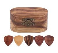 Support de médiators en bois avec médiators pour guitare électrique, acoustique, basse, ukulélé, médiators