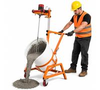 Support de mélangeur sur chariot à roulettes avec station de basculement | Chariot de mélange mobile, structure de levage réglable, mécanisme de basculement rapide, poignée pliable, pour ciment
