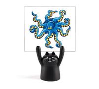 Support de mémo bleu pieuvre vie marine dessin animé dessin animé chat noir décoration
