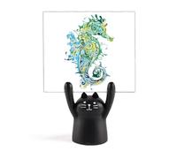 Support de mémo coloré hippocampe avec motif vie marine dessin animé chat noir décoration