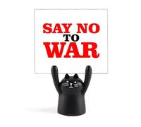 Support de mémo en forme de chat noir avec inscription « say no to war »