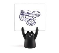 Support de mémo en forme de chat noir de coquillage de pêche marine