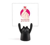 Support de mémo en forme de cœur avec paroles émotionnelles classiques en anglais - Motif chat noir